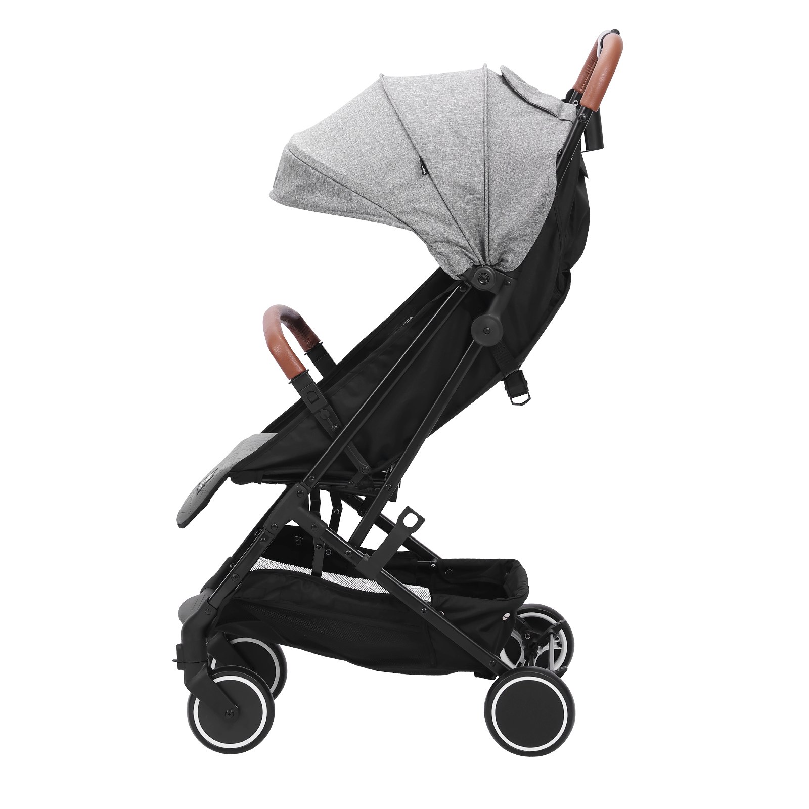 VEVOR Kinderwagen 71 x 44 x 107 cm, met 95°-175° verstelbare rugleuning en 0/90° verstelbare voetensteun en één-klik-vouwfunctie, kinderwagen met bekerhouder en reiswieg, donkergrijs