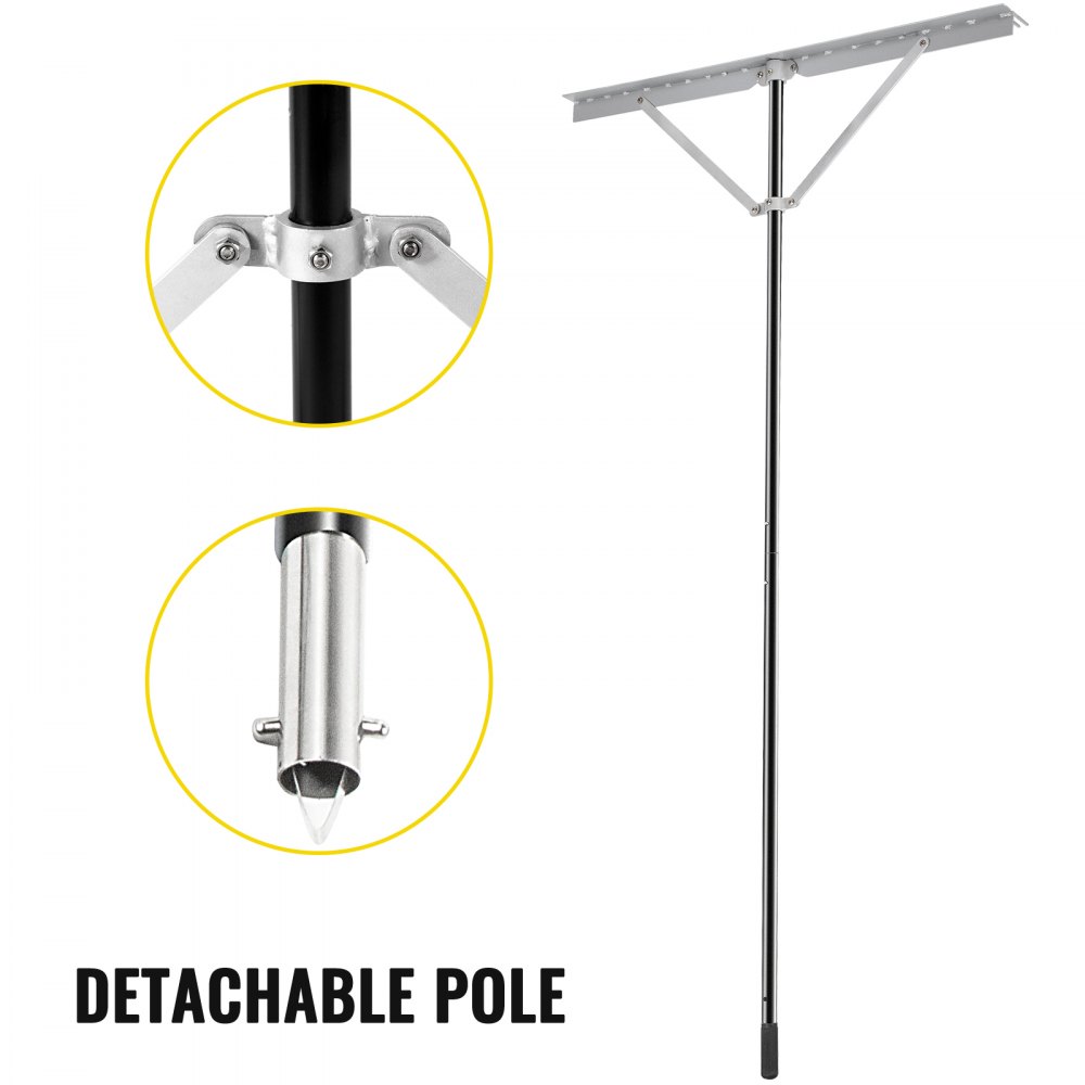 VEVOR Weed Rake, Foldable Black Lake Weed Cutter, Uproots Aquatic Weeds Muck Silt Lake Rakes, 36” Weed Removal Tool for Lake Pond Beach Landscaping, Weed Roller Rake with Extension Pole and Rope