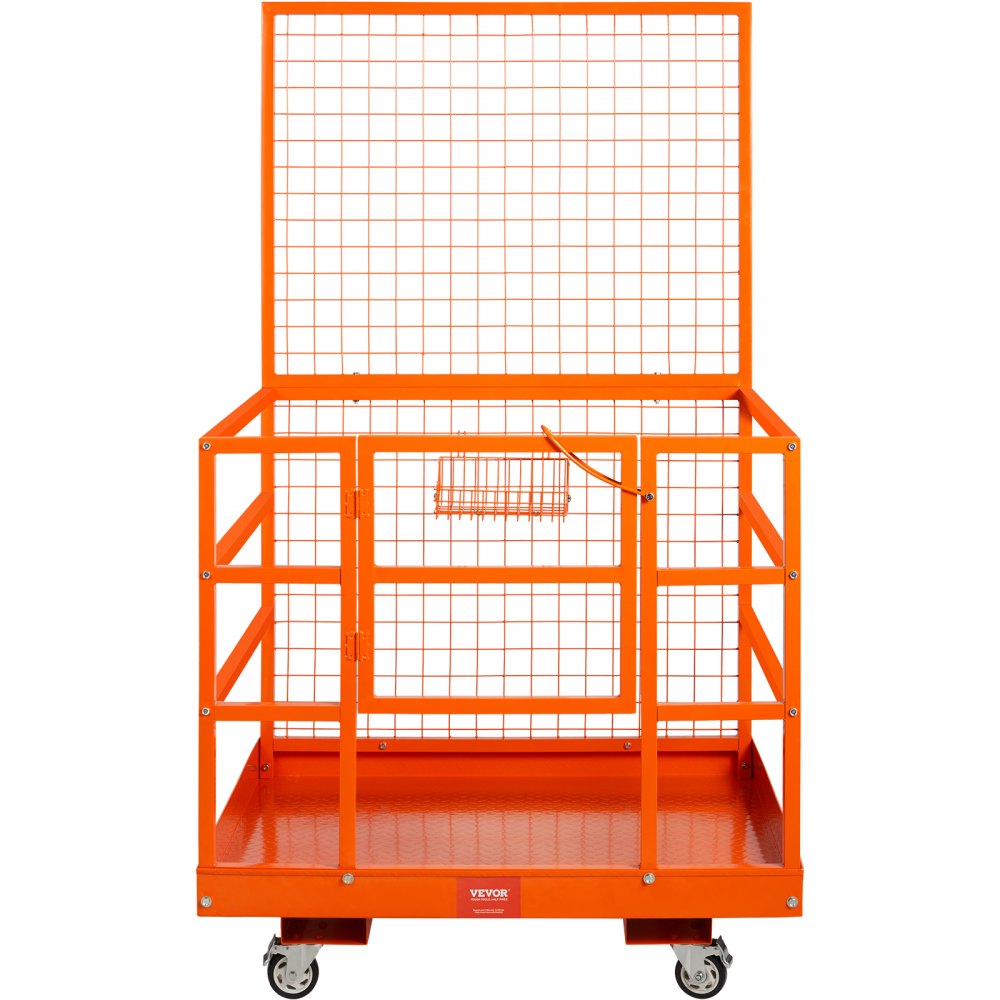 VEVOR Werkplatform Stapelaar 635kg Veiligheidskooi Zware stalen werkbak 114,3x109,2x203,2cm Stapelaarplatform Premium voor 1-2 personen Montageplatform Heftruck Ideaal voor werken op hoogte