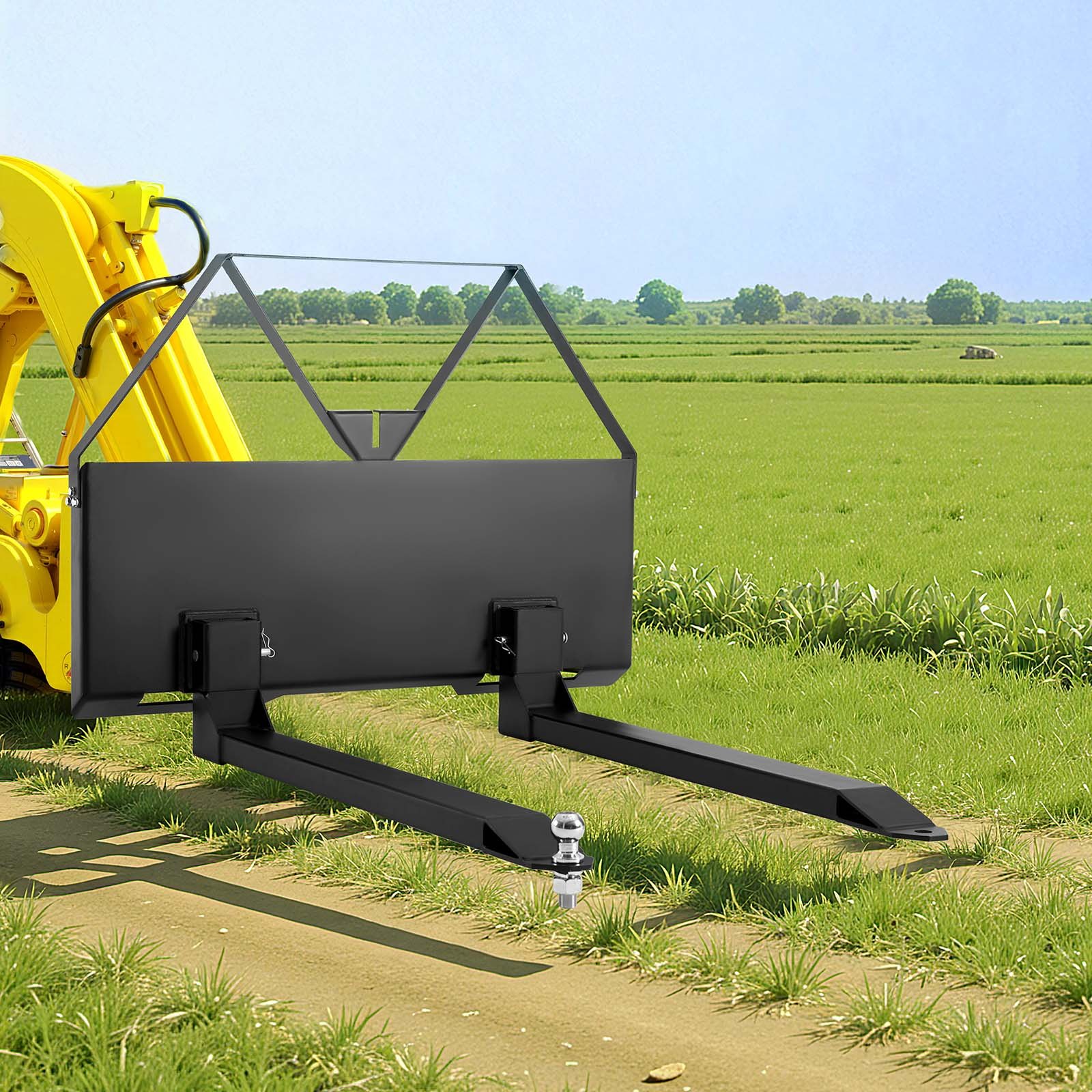 VEVOR Snelwisselsysteem, 1160x145x822 mm palletvorken voor schrankladers met frame, 1179 kg laadvermogen, trekhaakkogel 47,6 mm, snelkoppeling, voorlader, voor schrankladers, tractoren