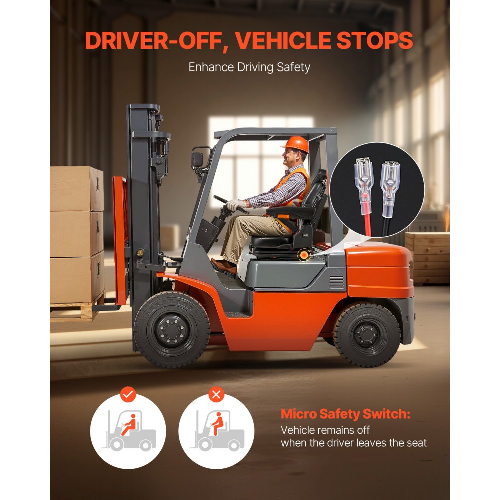 VEVOR Universele Heftruckstoel 540x600x670 mm, Verende Tractorstoel, Tractorstoel, Heftruckstoel, Veilige neerklapbare stoel, Grasmaaierstoel voor Skid Steer Loader, Bulldozer