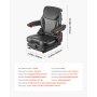 VEVOR Universal Forklift Seat, Tractor Suspension Seat with Adjustable Back, Armrest, Headrest & Safety Belt, Secure Fold Down Tractor Seat with Micro Switch, Lawnmower Seat for Skid Loader Bulldozer