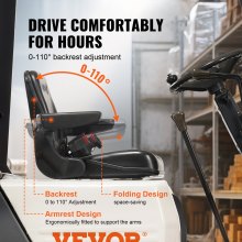 VEVOR universal tractor seat made of PVC synthetic leather and polyurethane foam tractor tractor seat with adjustable backrest and micro safety switch driver's seat with armrests and seat belt
