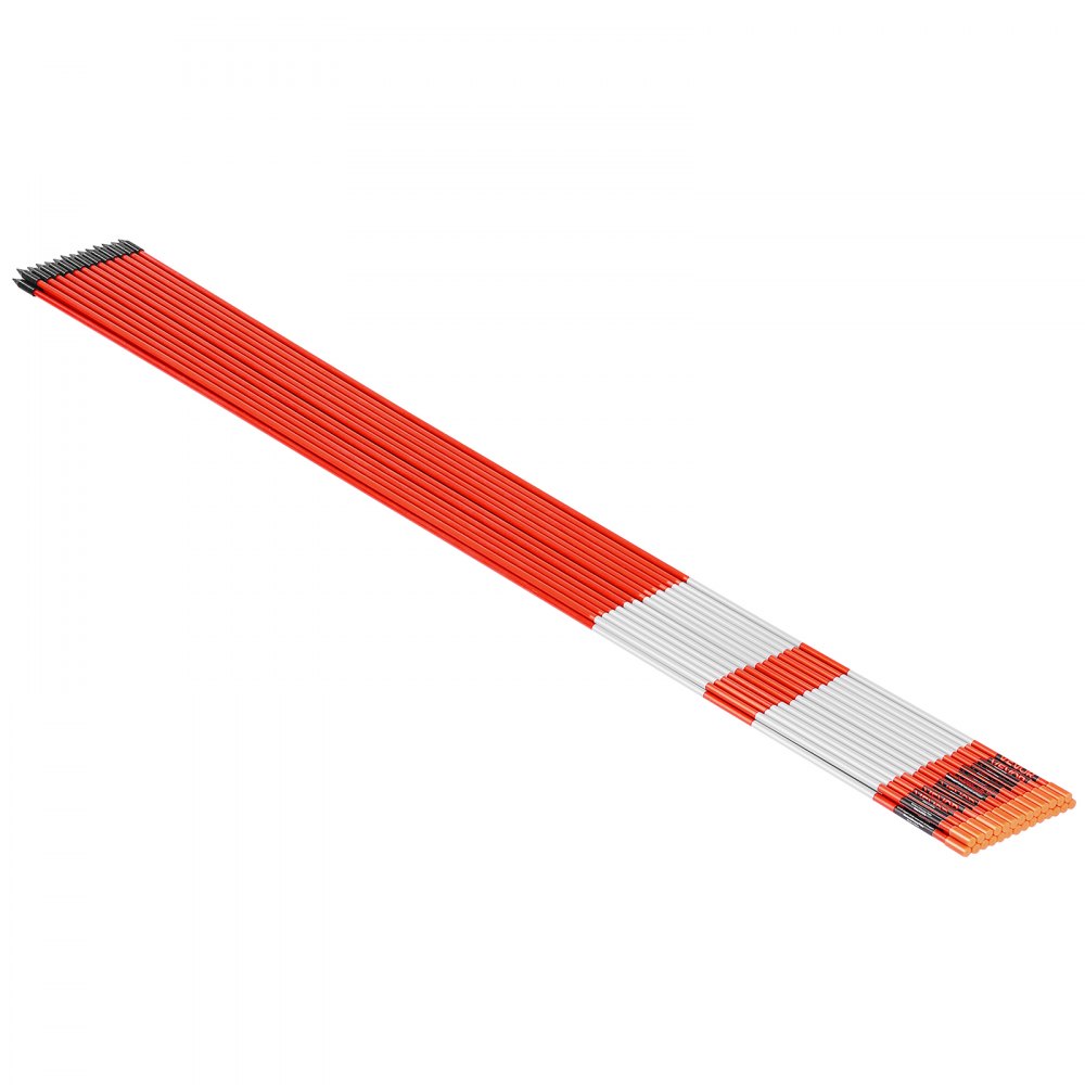 VEVOR Driveway Markers, 500Pcs 48 in Long 1/4 in Dia, Hi-Visibility Driveway Reflectors with 12 in Steel Drill Bits, Reflective Snow Sticks Fiberglass Pole for Parking Lots, Walkways, Snow Plowing
