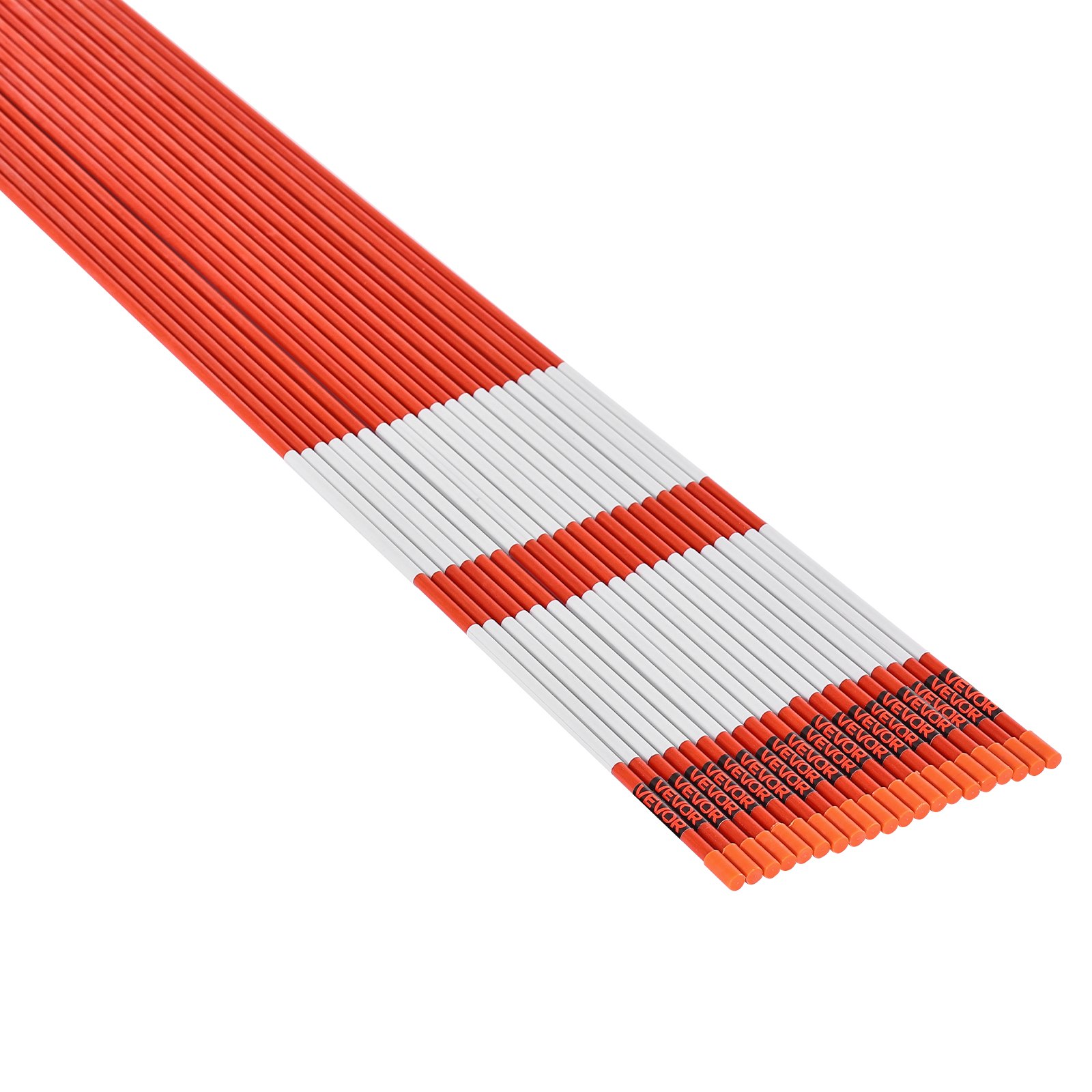 VEVOR sneeuwstokken, 50 stuks, 1524 mm lang, 7,87 mm diameter, opritstokken met 30 cm stalen bits, reflecterende opritmarkering, glasvezelstokken voor parkeerplaatsen, trottoirs, sneeuwruimen