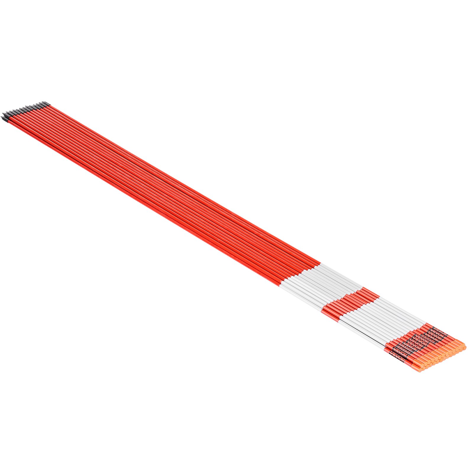 VEVOR sneeuwstokken, 50 stuks, 1524 mm lang, 7,87 mm diameter, opritstokken met 30 cm stalen bits, reflecterende opritmarkering, glasvezelstokken voor parkeerplaatsen, trottoirs, sneeuwruimen