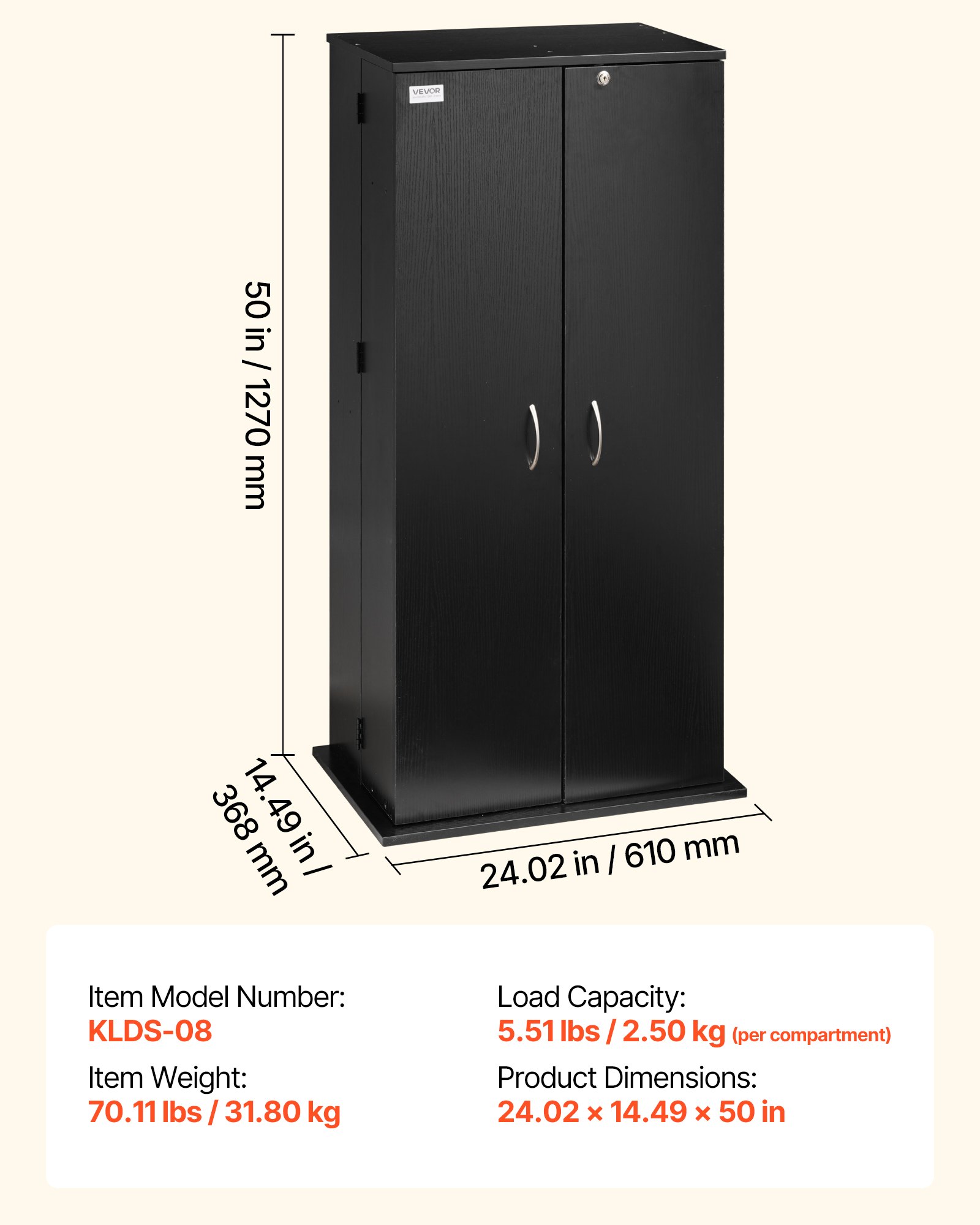 VEVOR dvd-kast met 24 vakken, mediakast, vrijstaande kast 610 x 368 x 1270 mm, ruimtebesparende cd-kast voor cd's, dvd's, boeken, game discs, woonkamer, thuiskantoor, opnamestudio, zwart
