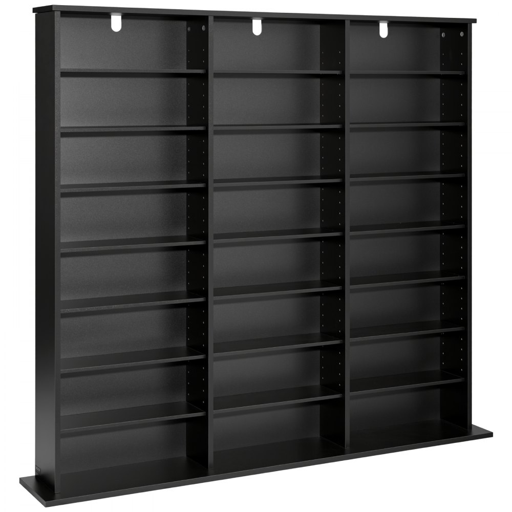 VEVOR dvd-rek met 24 vakken (8 niveaus), mediaplank, vrijstaand rek 142 x 22 x 130 cm, ruimtebesparend opbergrek voor cd's, dvd's, boeken, game discs, boekenplank voor woonkamer/thuiskantoor, zwart