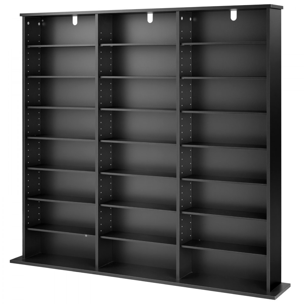 VEVOR dvd-rek met 24 vakken (8 niveaus), mediaplank, vrijstaand rek 142 x 22 x 130 cm, ruimtebesparend opbergrek voor cd's, dvd's, boeken, game discs, boekenplank voor woonkamer/thuiskantoor, zwart