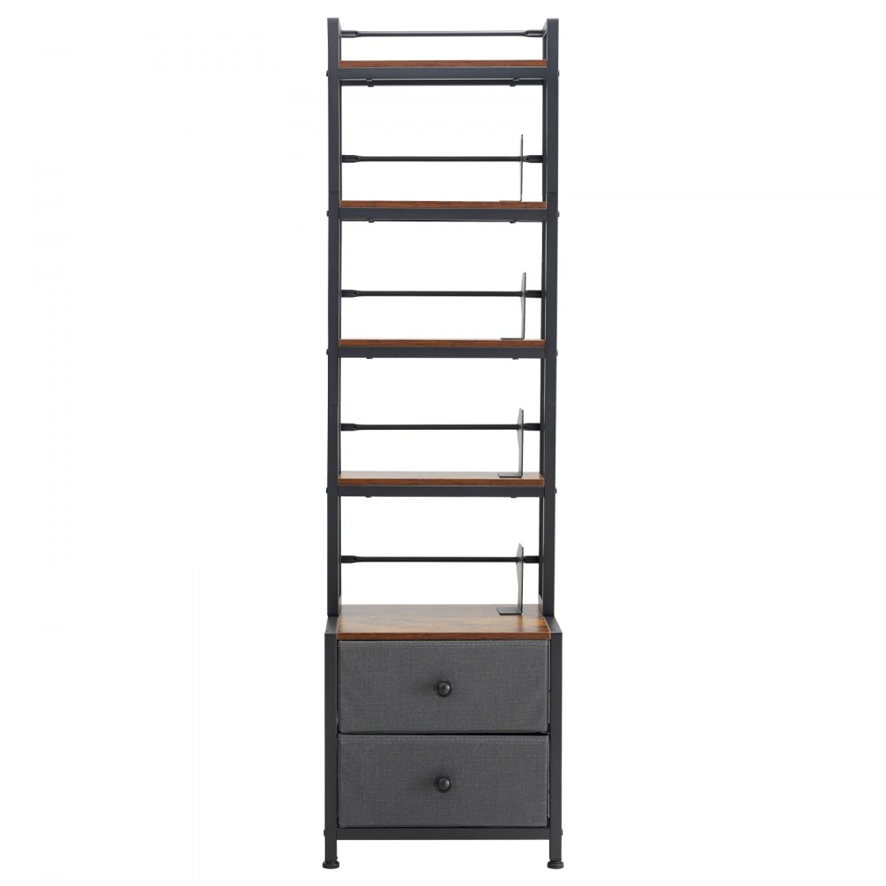 VEVOR dvd-rek met 4 planken en 2 lades, mediaplank, vrijstaand rek 400 x 300 x 1435 mm, ruimtebesparend opbergrek voor cd's, dvd's, boeken, game discs, woonkamer, thuiskantoor, zwart