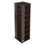 VEVOR Mediaplank 475x475x1636 mm, CD-toren, draaibare boekenplank met 34 vakken voor cd's, dvd's, boeken en game discs, dvd-standaard voor woonkamer, thuiskantoor en opnamestudio, bruin