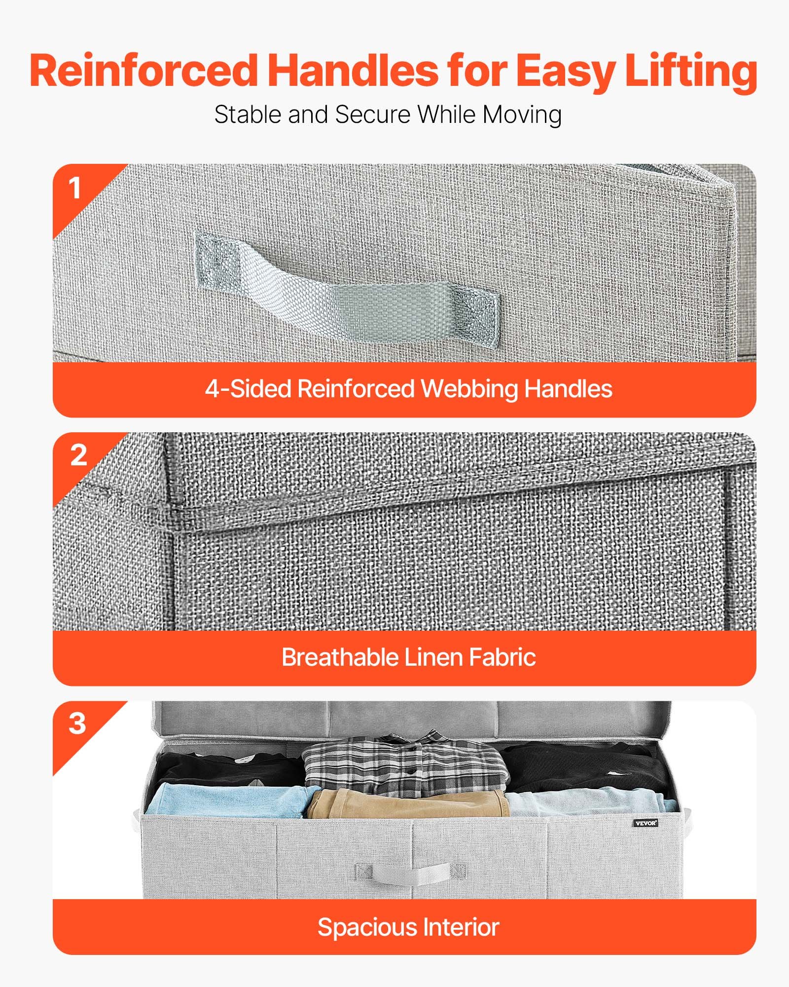 VEVOR Onderbed Opbergtas 2-pack (805 x 405 x 155 mm) Onderbedcontainer met deksel, opbergdoos voor kleding, schoenen, slaapkamerkleding, opbergtas 48 L