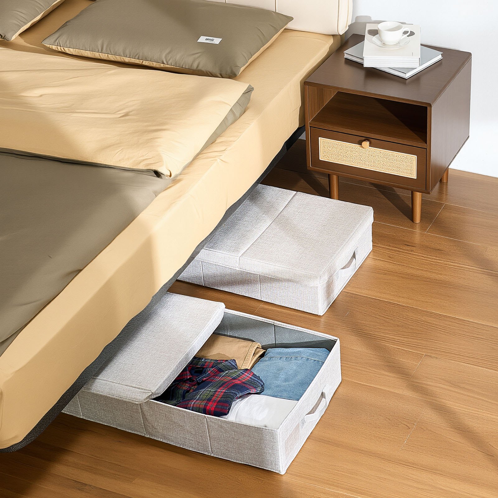 VEVOR Onderbed Opbergtas 2-pack (805 x 405 x 155 mm) Onderbedcontainer met deksel, opbergdoos voor kleding, schoenen, slaapkamerkleding, opbergtas 48 L