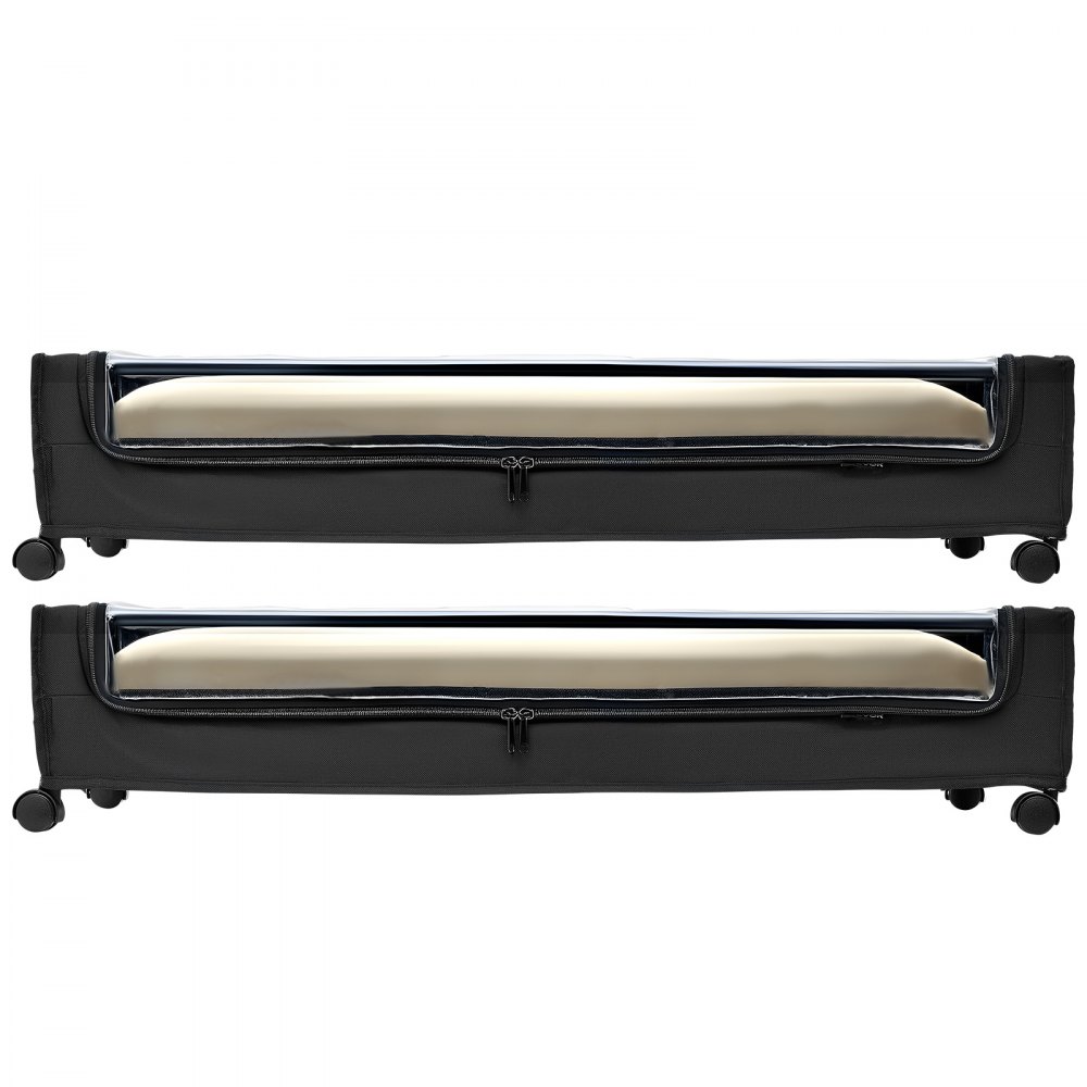 VEVOR Opbergtas voor onder het bed van Oxford-stof, 2 stuks oprolbaar (770 x 470 x 173 mm), opbergvak voor onder het bed met transparant deksel, mobiele opbergdoos voor kleding en schoenen