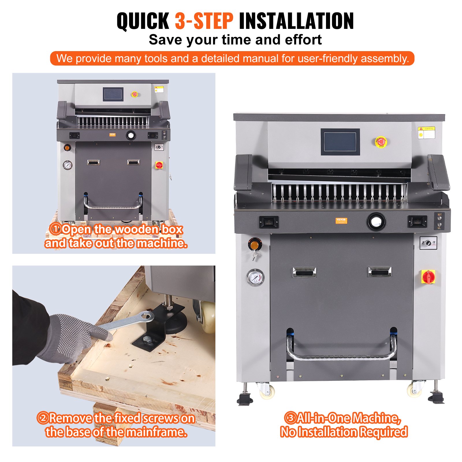 VEVOR Electric Hydraulic Paper Cutter, Heavy Duty Paper Cutter Machine 26" /660.4mm Cutting Width, 3.14"/80mm Cutting Thickness, Electric Paper Trimmer with 7" Touchscreen Numerical Control