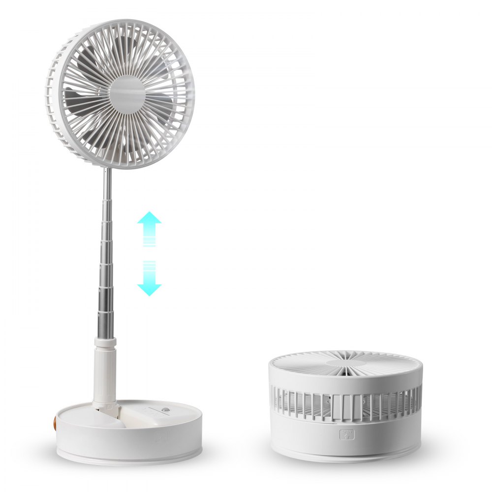 VEVOR Stand Fan Foldable 198 mm Table Fan 294 CMF Fan with 4 Speed ​​Levels Battery Fan Oscillating 7200 mAh for outdoor activities such as camping fishing traveling