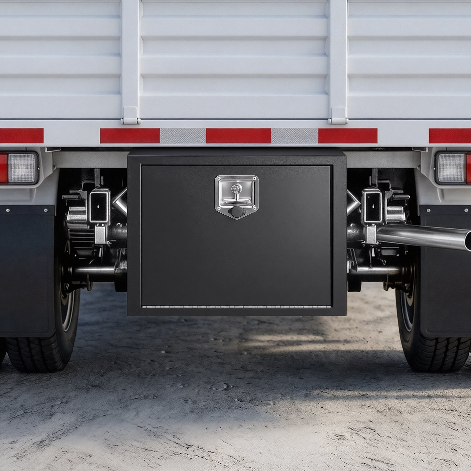 VEVOR Truck Onderbouw Opbergbox 609 x 457 x 457 mm Koudgewalst Staal Waterdichte Gereedschapskist met T-handgreep en Slot voor Vrachtwagens, Trailers, Bestelwagens Gereedschapskist Onderbouw Box Zwart