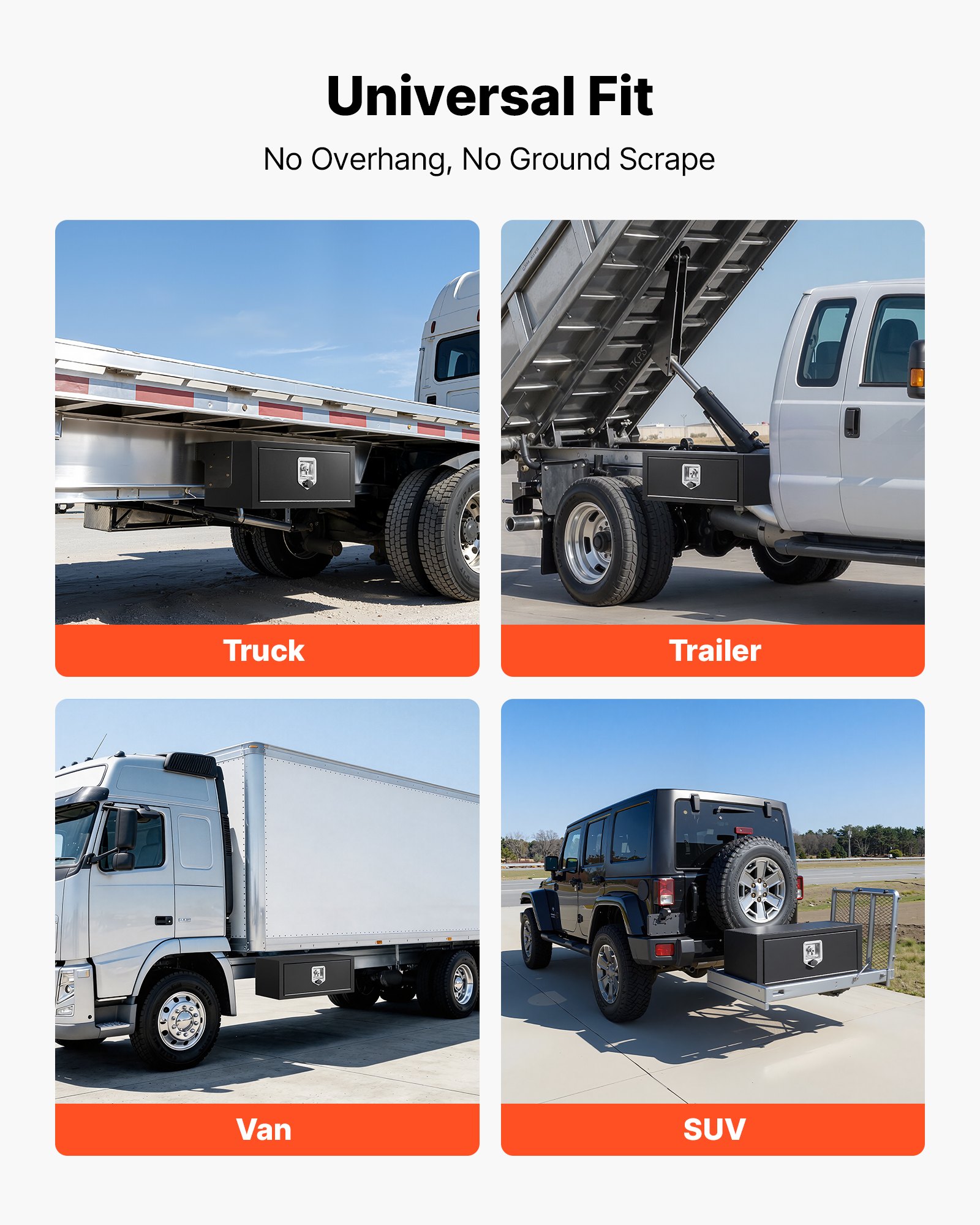 VEVOR Truck Onderbouw Opbergbox 686 x 254 x 254 mm Koudgewalst Staal Waterdichte Gereedschapskist met T-handgreep en Slot voor Vrachtwagens, Trailers, Bestelwagens Gereedschapskist Onderbouw Box Zwart