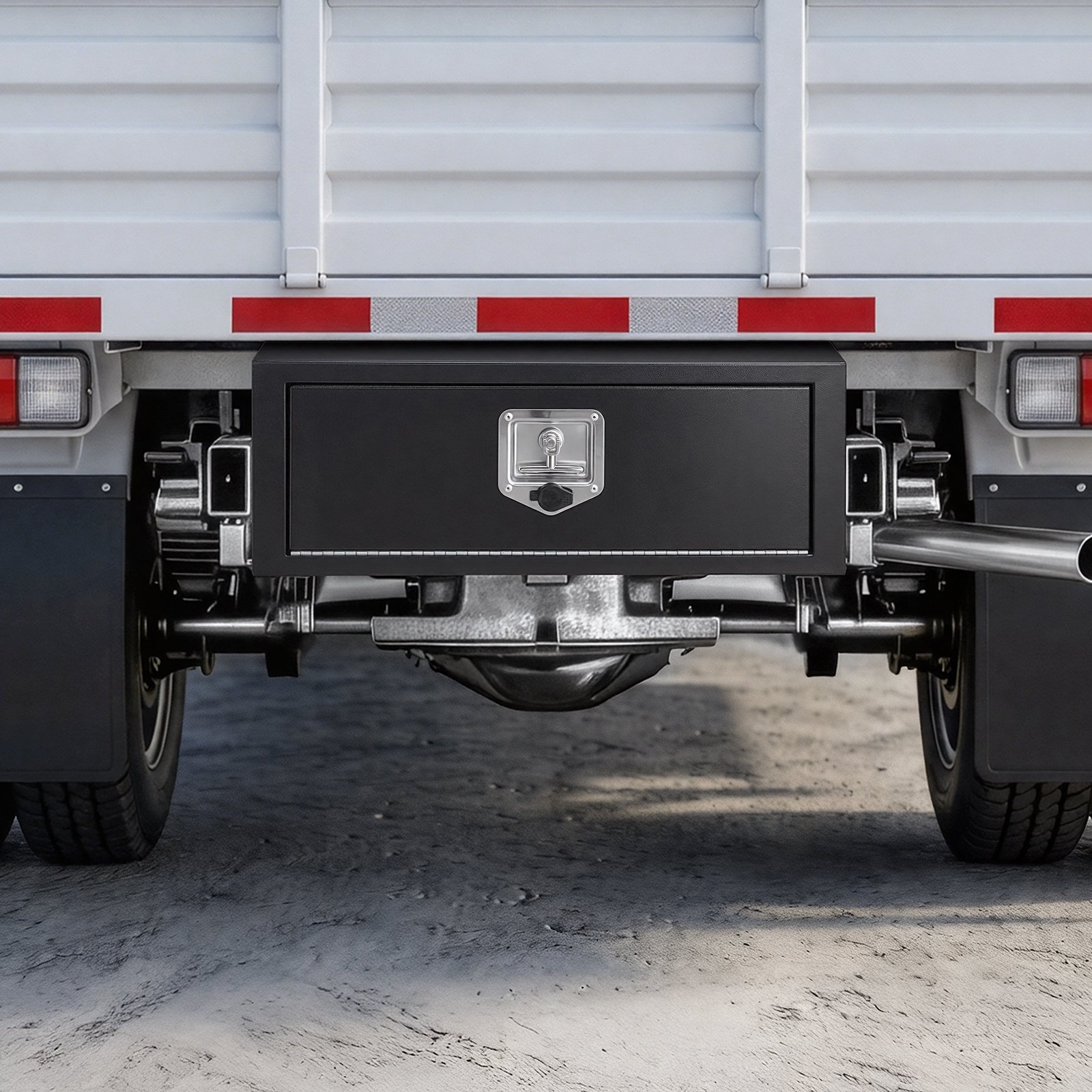 VEVOR Truck Onderbouw Opbergbox 686 x 254 x 254 mm Koudgewalst Staal Waterdichte Gereedschapskist met T-handgreep en Slot voor Vrachtwagens, Trailers, Bestelwagens Gereedschapskist Onderbouw Box Zwart