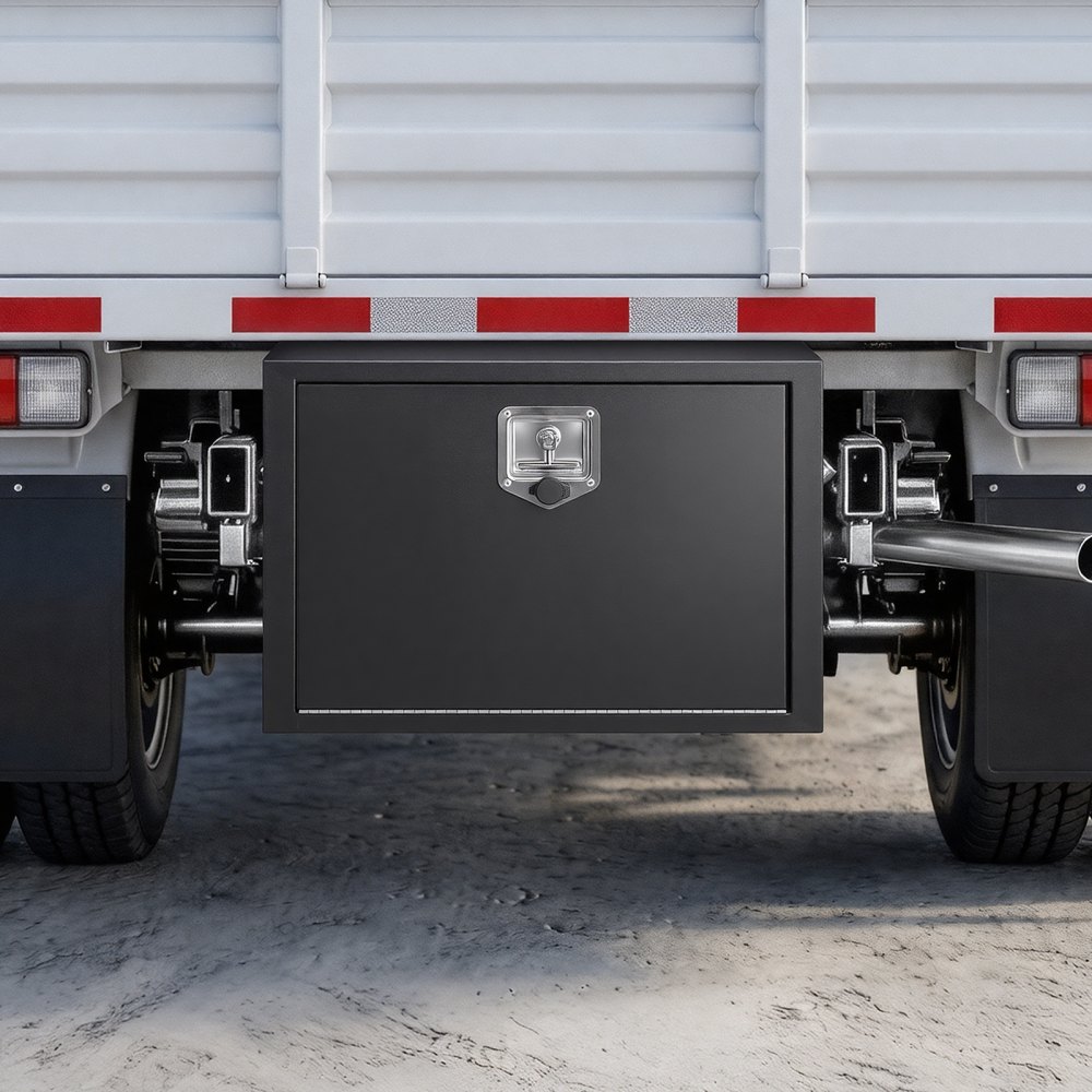 VEVOR Truck Onderbouw Opbergbox 762 x 457 x 457 mm Koudgewalst Staal Waterdichte Gereedschapskist met T-handgreep en Slot voor Vrachtwagens, Trailers, Bestelwagens Gereedschapskist Onderbouw Box Zwart