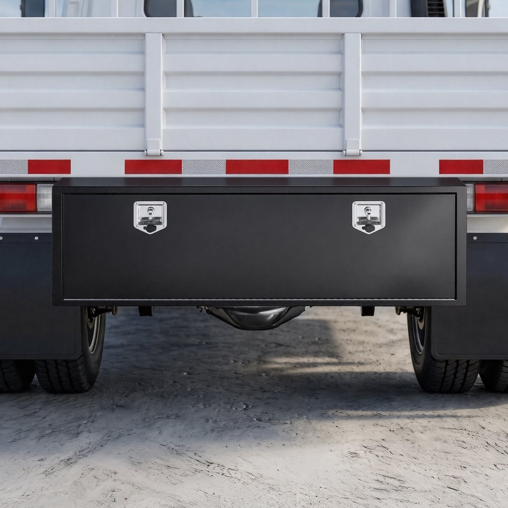 VEVOR Truck Onderbouw Opbergbox 1524 x 457 x 457 mm Koudgewalst Staal Waterdichte Gereedschapskist met T-handgreep en Slot voor Vrachtwagens, Trailers, Bestelwagens Gereedschapskist Onderbouw Box Zwart