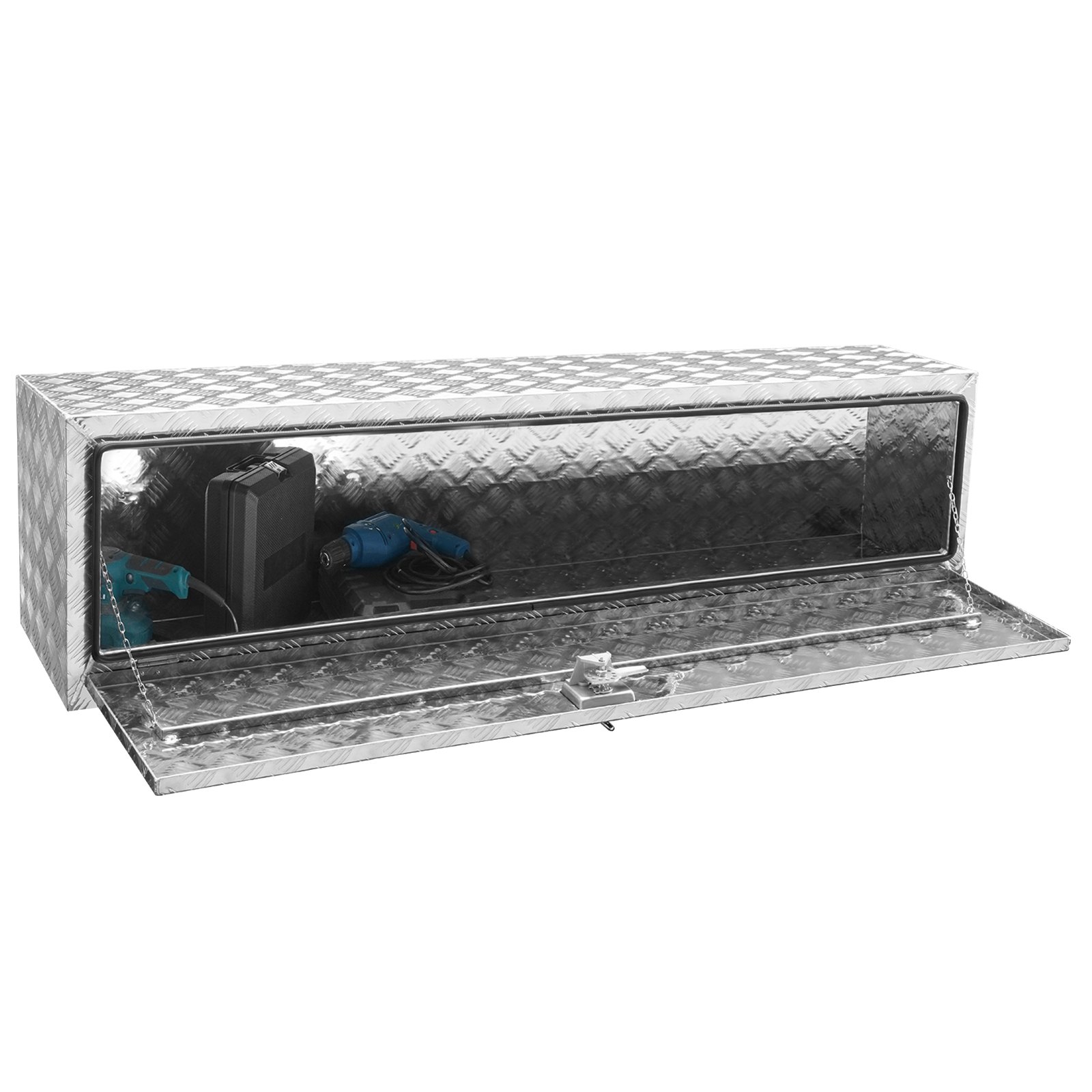 VEVOR Onderbouwgereedschapskist voor vrachtwagens, 1524 x 430 x 460 mm, opbergbox voor pick-ups, aluminium gereedschapskist met slot en sleutels, waterdichte gereedschapskist voor vrachtwagens, bestelwagens, trailers etc.