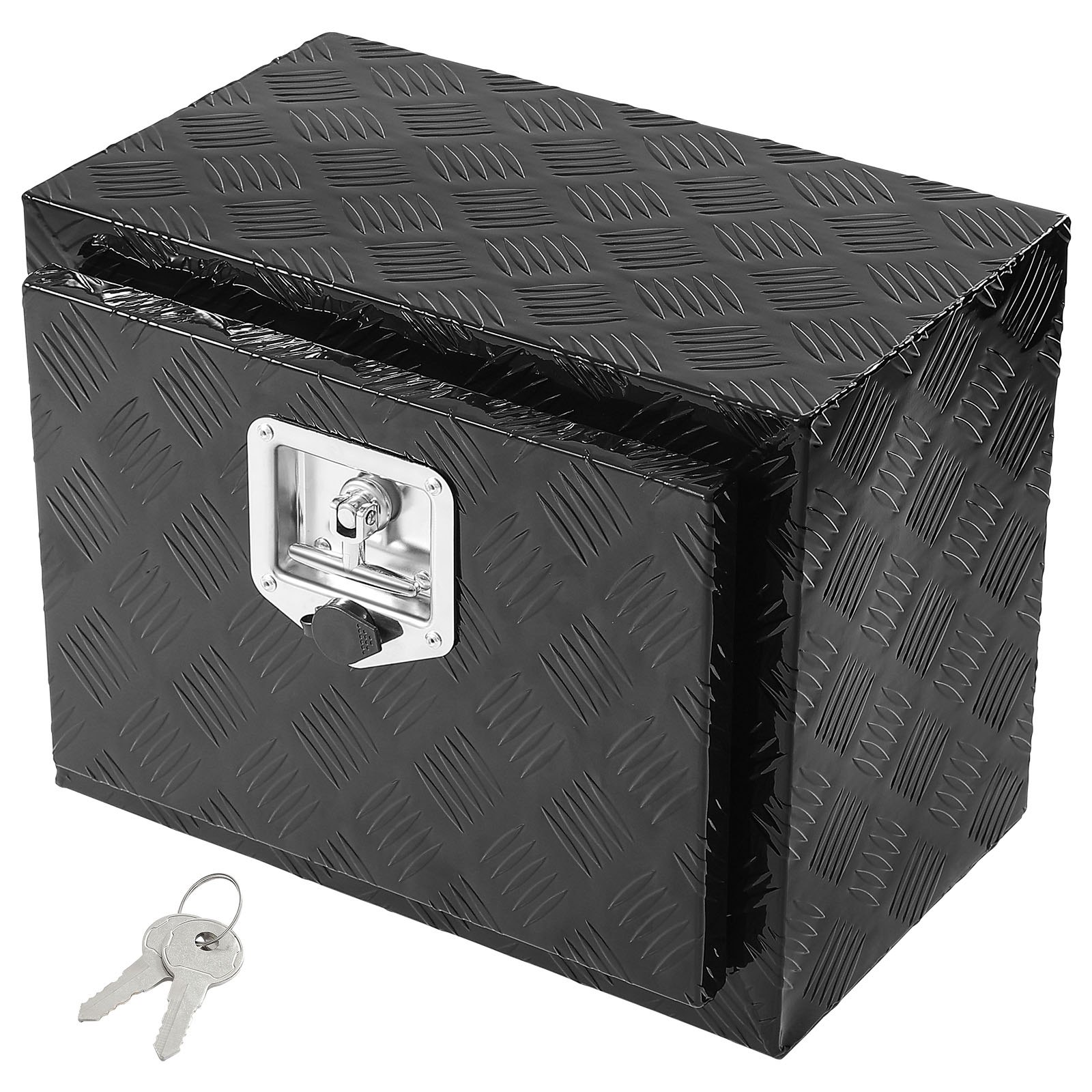 VEVOR Underbody Truck Box, 18" x 12" x 14" Pickup Storage Box, Heavy Duty Aluminum Diamond Plate Tool Box with Lock and Keys, Waterproof Trailer Storage Box with T-Handle Latch for Truck, Van, Trailer