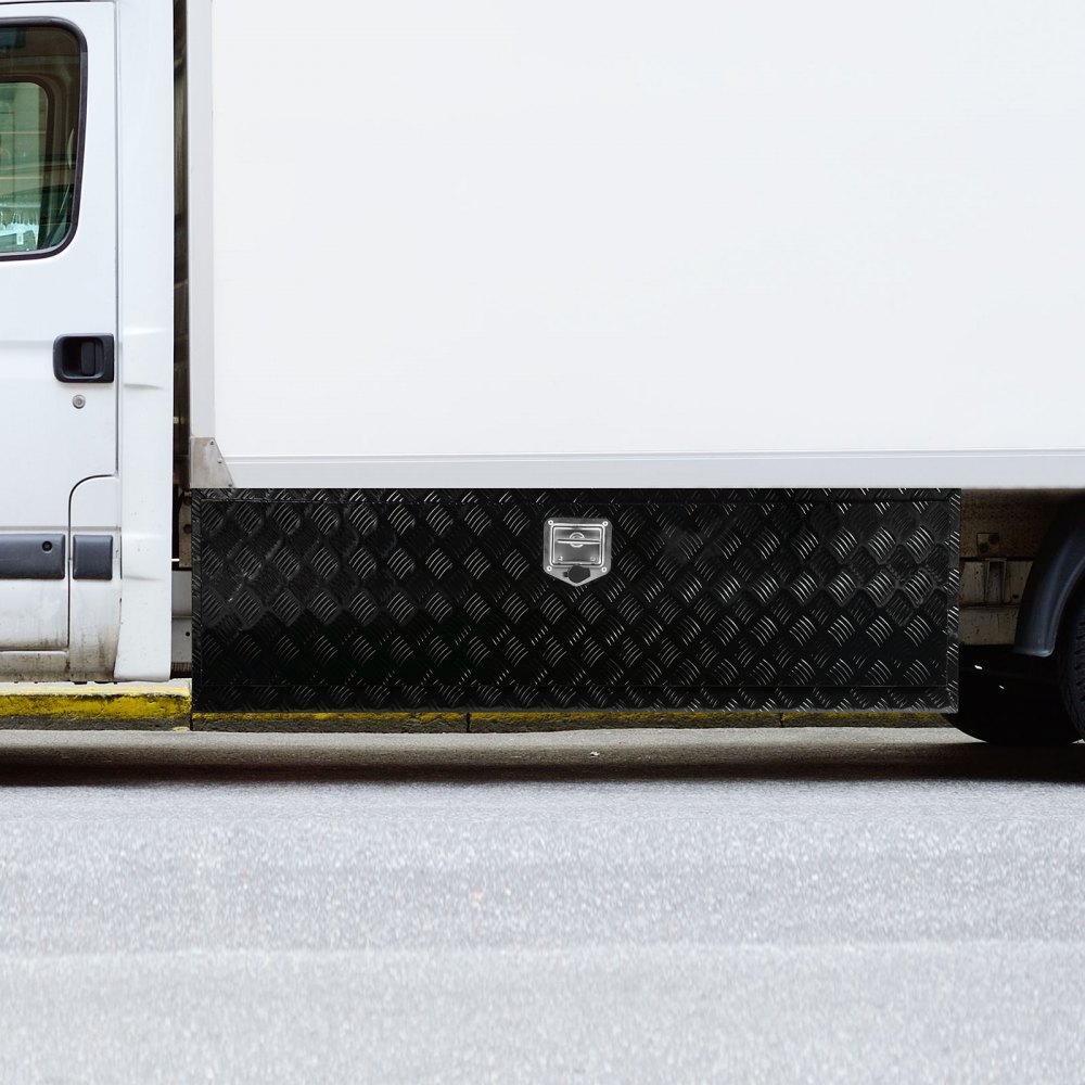 VEVOR Underbody Truck Box, 60" x 17" x 18" Pickup Storage Box, Heavy Duty Aluminum Diamond Plate Tool Box with Lock and Keys, Waterproof Trailer Storage Box with T-Handle Latch for Truck, Van, Trailer