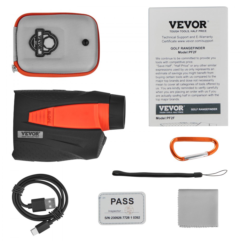 VEVOR Laser Golf-afstandsmeter met helling aan/uit, 1183 m golfafstandsmeter, afstandsmeter Jacht Boogschieten 6x vergroting & 22 mm zoeker, draagbare afstandsmeter met USB-C oplaadpoort