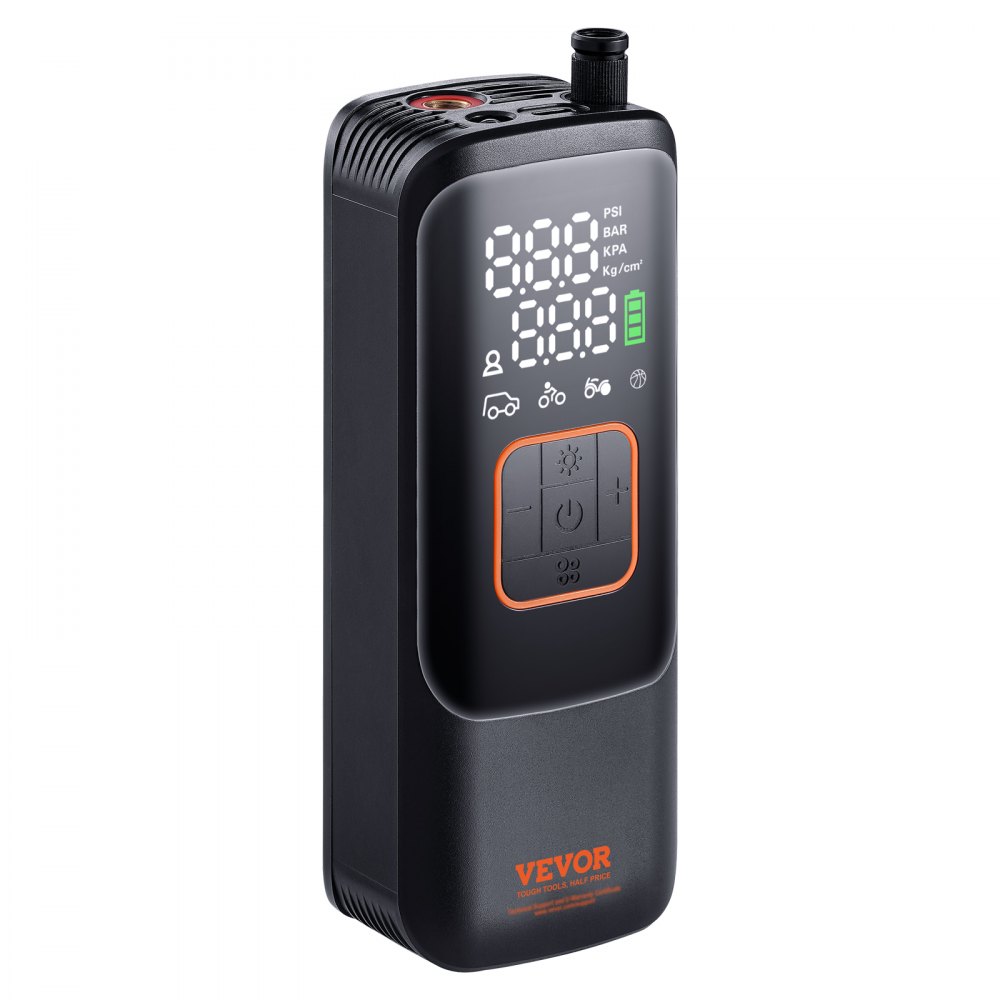 VEVOR draagbare luchtcompressor 17 cilinder mini-bandenpomp 7,4 V 2 * 2000 mAh oplaadbare elektrische compressor fietspomp 150PSI luchtpomp met manometer voor auto, fiets, motorfiets ballen