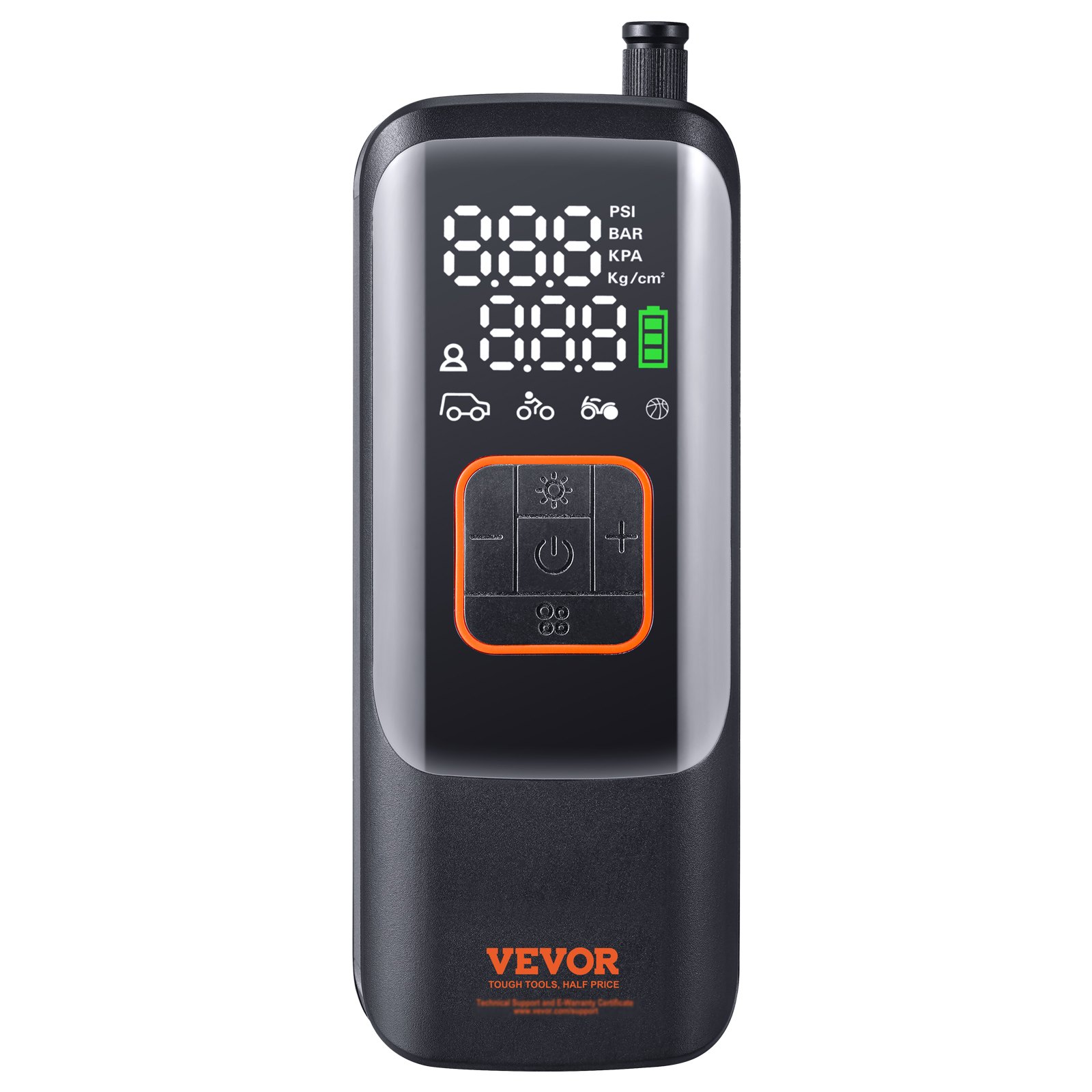 VEVOR draagbare luchtcompressor 17 cilinder mini-bandenpomp 7,4 V 2 * 2000 mAh oplaadbare elektrische compressor fietspomp 150PSI luchtpomp met manometer voor auto, fiets, motorfiets ballen