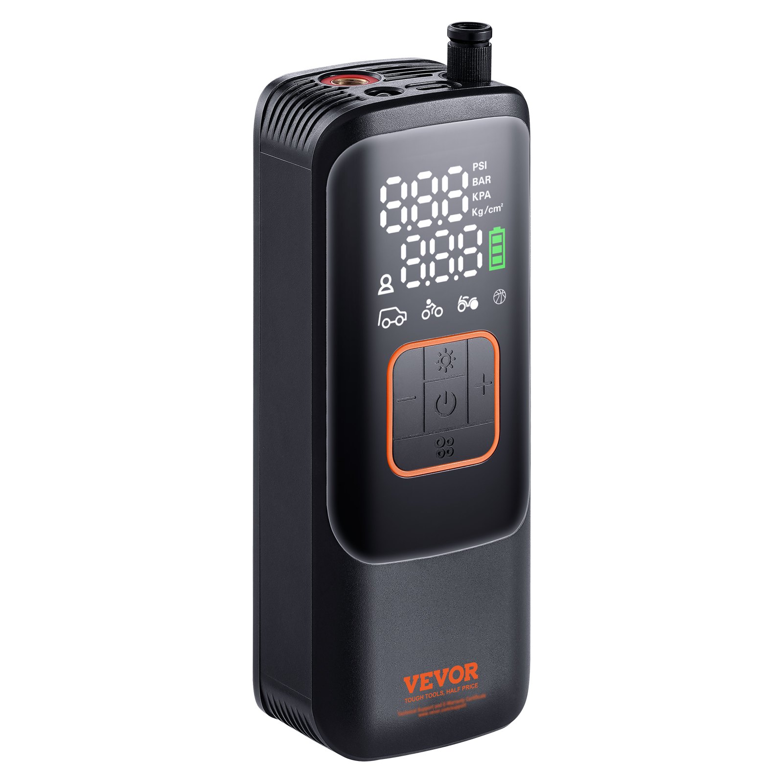 VEVOR draagbare luchtcompressor 17 cilinder mini-bandenpomp 7,4 V 2 * 2000 mAh oplaadbare elektrische compressor fietspomp 150PSI luchtpomp met manometer voor auto, fiets, motorfiets ballen