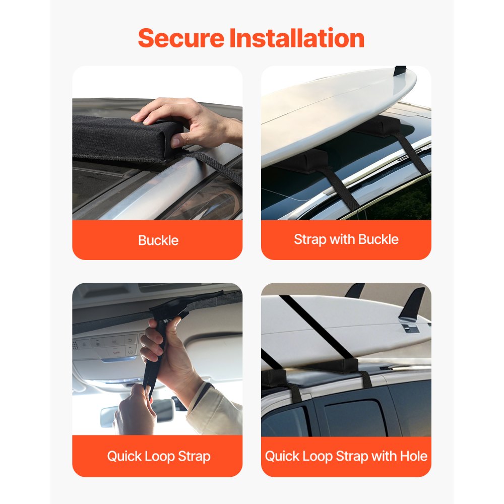 VEVOR Soft Roof Rack Pads, 15.5-Inch Universal Car Roof Rack Pads, 176LBS Loading Capacity Luggage Kayak Carrier with Portable Storage Bag for SUP Canoe Snowboard Paddle Board Surfboard