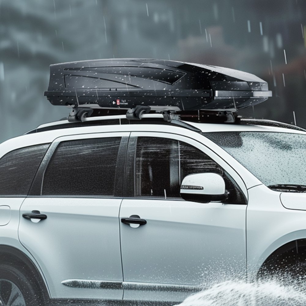 VEVOR Autodakkoffer Dakkoffer Opbergbox 488 L, ABS Harde Schaal Dakdrager Opbergbox met Dubbelzijdige Opening en 2 Verstevigde Riemen, Bagagebox voor SUV's Zwart