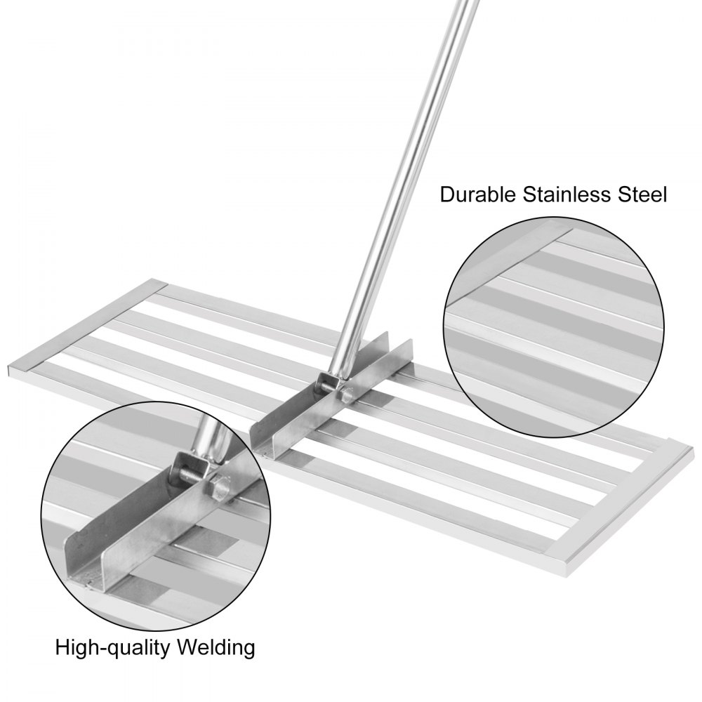 Vevor Gazon Niveau-hark Roestvrij Staal Leveler Golfbaan Tool Tuin 51x25,4 Cm