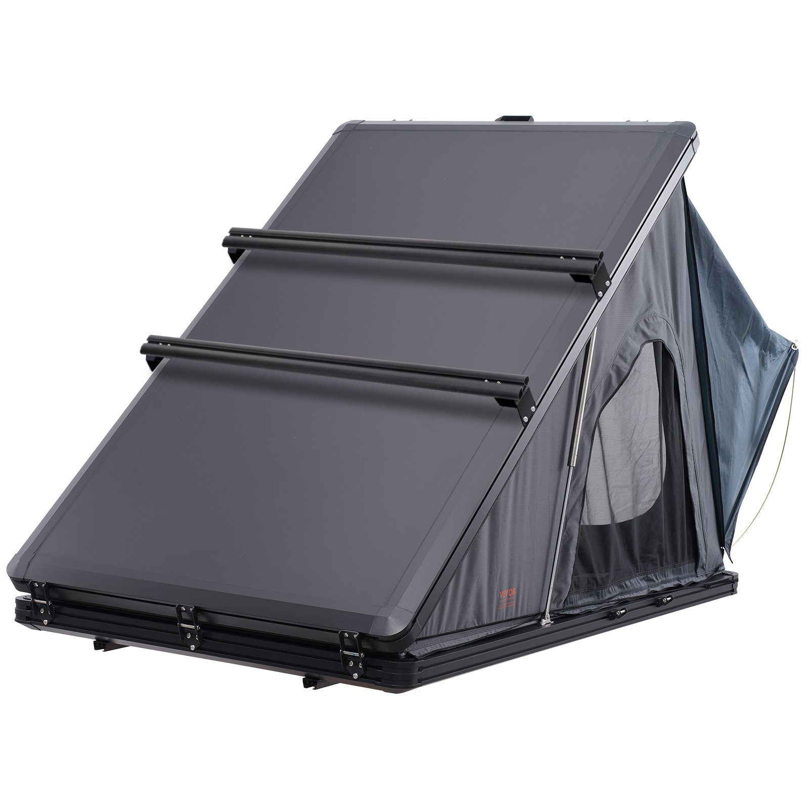 VEVOR Daktent met harde schaal, autotent, kamperen voor 2-3 personen, harde daktent met verstelbare telescopische ladder, dikke matras, waterdicht en winddicht, voor Jeep SUV, bestelwagen, pick-up, driehoekig, zwart