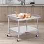 VEVOR roestvrijstalen werktafel, commerciële werktafel voor voedselbereiding met 4 wielen, zwenkwielen, spatbescherming aan 3 zijden, 762 x 914 x 762 mm, werktafel voor restaurants en hotels