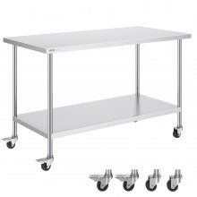 VEVOR roestvrijstalen werktafel commerciële voorbereidingstafel 762x1524 mm hotel