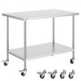 VEVOR Stainless Steel Work Table Commercial Prep Table 30x48 Inch With 4 Casters