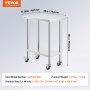 VEVOR Stainless Steel Work Table Commercial Prep Table 30x18 Inch With 4 Casters