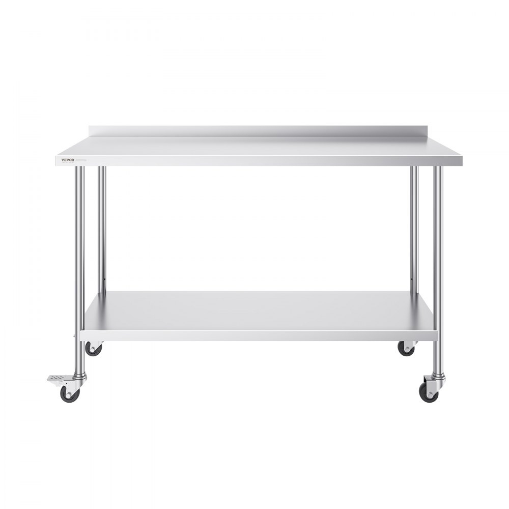 VEVOR RVS werktafel, commerciële voedselbereidingstafel met wielen, in hoogte verstelbare werktafel voor restaurants, thuis en hotel 610 x 1524 x 1005,6 mm