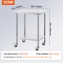 VEVOR stainless steel work table 24x30 inches with caster wheels and bottom shelf, 38 inches high.