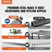 VEVOR roestvrijstalen werktafel commerciële voorbereidingstafel 610x1219 mm oprolbaar