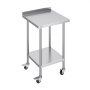 VEVOR stainless steel work table with adjustable shelf and caster wheels for easy mobility and stability.