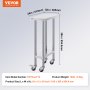 VEVOR stainless steel work table hetg-24*12, dimensions: 24 x 12 x 38 inches, 19lbs weight, with rolling wheels.