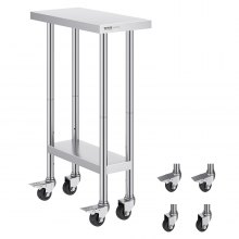 VEVOR RVS werktafel Commerciële voorbereidingstafel 61x35cm Oprolbaar