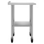 VEVOR Stainless Steel Work Table, 61x122 cm Food Prep Table with Wheels, Commercial Kitchen Workstation with Adjustable Undershelf, Metal Heavy Duty Utility Worktable, for Restaurant Outdoor