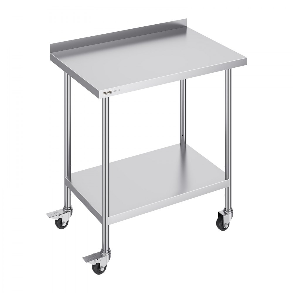 VEVOR Stainless Steel Work Table Commercial Food Prep Table 24"x36" with Casters