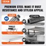 VEVOR stainless steel prep table vs galvanized steel, showcasing durability, capacity, and solid tabletop benefits.