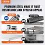 VEVOR stainless steel prep table comparison showing benefits over galvanized steel: material, capacity, tabletop.